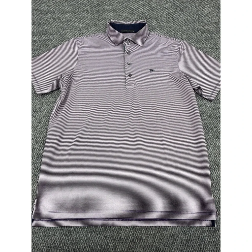Greyson Men's Large Purple Striped Golf Performance Polo Shirt - Picture 2 of 8